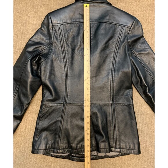 Wilsons Leather Jacket Womens M Pelle Studio Blazer Lined Fitted Soft Black Y2K - Picture 9 of 12